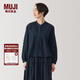 無印良品（MUJI） 女式 棉紗長袖罩衫女士襯衫襯衣內(nèi)搭秋款女裝春季 上衣 BC2KUA4A 深藏青色 M (160/84A)