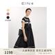 EIN【輕禮服】EIN言小黑裙中長款絲棉短袖蕾絲連衣裙女2024夏季新款 小黑裙 L