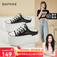 達(dá)芙妮（DAPHNE）2025新款皮包頭半拖鞋女夏季外穿松糕厚底軟底透氣網(wǎng)面涼拖增高女 黑色 34