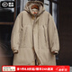 馬登工裝 美式復(fù)古PCU連帽棉服戶外登山中長款派克服加厚棉襖大衣男冬 卡其色 M