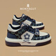 夢(mèng)特嬌（MONTAGUT）男鞋板鞋男春秋新款印花透氣休閑運動(dòng)鞋防滑小眾魔術(shù)貼百搭潮鞋男 藍色(皮鞋碼) 41
