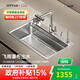 JITTGO凈界M8飄雨大單槽304不銹鋼5.0mm厚度洗碗池廚房水槽洗菜盆 76X46大單槽+原色5.0厚度+瀑布龍頭+凈水