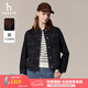 哈吉斯（HAZZYS）女裝 春秋款女士時(shí)尚撞色休閑牛仔夾克女ASVSU0BCU10 深藏青色DN L (165/88A 40)