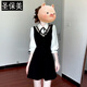 圣保美假兩件襯衫連衣裙女春秋季2025新款小個(gè)子韓系學(xué)院風(fēng)穿搭裙子短裙 假兩件連衣裙 M 碼