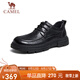 駱駝（CAMEL）牛皮系帶經(jīng)典商務休閑德比皮鞋男結婚新郎 G14A155634 黑色 43