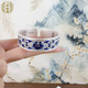 足銀9999琺瑯彩牡丹編織紋開(kāi)口手鐲新中式國風(fēng)實(shí)心鐲子 青花瓷牡丹花銀手鐲 約79克