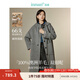 茵曼（INMAN）100綿羊毛連帽雙面呢大衣2024冬季女裝新款中長款毛呢外套上衣 深灰色 S