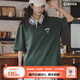 馬登女裝 美式復(fù)古翻領(lǐng)短袖學(xué)院風(fēng)寬松polo打底衫顯瘦情侶T恤 深綠色 馬登工裝 S