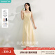 茵曼（INMAN）章若楠同款歐若風(fēng)法式吊帶連衣裙2025夏季新品女裝淡鵝黃色裙子 淺黃色 (方領(lǐng)) S