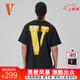 VLONE FRIENDS芝士大LOGO印花短袖T恤男女同款黑黃半袖 VLTE25005黑黃 L