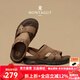 夢特嬌（MONTAGUT）涼鞋男2025夏季真牛皮透氣休閑沙灘鞋男士軟底戶外防滑兩用拖鞋男 駝色-頭層牛皮（皮鞋碼） 41