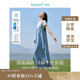 茵曼涼感漢麻牛仔連衣裙女夏百搭休閑風(fēng)T恤背帶裙子 牛仔藍(lán) XL 