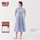 無(wú)印良品（MUJI）女式?jīng)龈卸绦溥B衣裙女裝裙子25年夏季連身裙涼感物語(yǔ)長(cháng)裙BC2LKA5S 薩克森藍 M (160/84A)