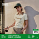 森馬polo衫女短款辣妹風(fēng)T恤24夏美式復(fù)古字母印花小v領(lǐng)緊身短袖 奶白10501 S