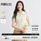 尚都比拉收褶斜門襟短袖POLO衫女夏季修身顯瘦襯衫貝殼扣肌理感襯衣