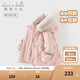 戴維貝拉（DAVE＆BELLA）冬季新款工裝風(fēng)女童棉服連帽兒童外套小童棉襖外衣加絨女寶寶衣服 小熊印花【現(xiàn)貨】 110 cm（建議身高100-110cm）