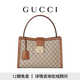GUCCI古馳Padlock系列大號手提包[新款] 米色和深棕色 均碼
