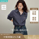 茵曼復(fù)古休閑刺繡格子襯衫2025秋女裝新款百搭長袖襯衣 寶藍(lán)格 M