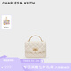 CHARLES&KEITH25秋季新品菱格鏈條手提斜挎包小方包包女包七夕禮物CK2-50701608 Cream奶白色 S