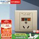 正泰（CHNT）漏電保護插座 大功率電器家用五孔插座86型暗裝開關(guān)插座面板 三孔16A漏保插座 金
