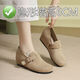 念露嵐6cm內增高勃肯鞋女2025新款春秋坡跟單鞋軟底豆豆鞋女厚底樂(lè )福鞋 杏色全包款增高6公分 33