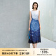 顏域撞色拼接夏季連衣裙女2025新款高級(jí)感獨(dú)特設(shè)計(jì)感過(guò)膝氣質(zhì)長(zhǎng)裙 藍(lán)花 M