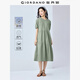 佐丹奴棉麻連衣裙女夏季亞麻文藝風(fēng)圓領(lǐng)泡泡袖蛋糕裙05465323