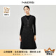 娜爾思（NAERSI）【綿羊毛】氣質(zhì)通勤黑色連衣裙女冬裝新款長(cháng)裙 黑色 XL