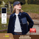 哈吉斯（HAZZYS）女裝 秋季款女士【PHIZ系列】寬松箱型燈芯絨拼接牛仔襯衫 藏青色NV M (160/84A 38)