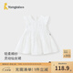 童泰（TONGTAI）女寶寶連衣裙夏季純棉兒童裙子女童提花飛袖蓬蓬裙可愛夏裝 白色 110