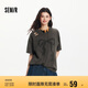 森馬（Semir）短袖T恤女中長款做舊oversize夏2025蝴蝶結(jié)破洞衣服109325100036