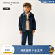 Teenie Weenie Kids小熊童裝24秋季款男寶寶時(shí)尚針織牛仔夾克 藏青色 110 cm