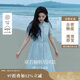 茵曼（INMAN）章若楠同款苧麻女裝娃娃領連衣裙2025春季新品長裙子 淺藍色 S
