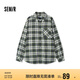 森馬（Semir）長袖襯衫男純棉法蘭絨格子外套秋季情侶裝寬松上衣101524105207