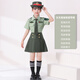 何佳功幼兒園機長(cháng)飛行員表演服 小學(xué)生升旗手演出服秋季運動(dòng)會(huì )服裝儀仗 女生綠色陸軍短袖短裙帶帽 130