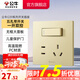公牛（BULL）開關(guān) 86型墻面家用插座 帶USB網(wǎng)線 空調(diào)電視墻壁面板G39香檳金 【五孔帶一開雙控】 開關(guān)