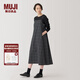 無(wú)印良品（MUJI）女式 易干 平紋 吊帶連衣裙 女裝裙子春季 長(cháng)裙 美拉德 深灰色格紋 M (160/84A)