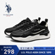 美國馬球協(xié)會（U.S.POLO ASSN.）鞋子男鞋秋季老爹鞋男2025新款厚底休閑運動鞋男士輕便旅游鞋男 黑色 42 (260mm) 標準運動鞋碼