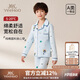 英氏【100%棉】春款上新翻領(lǐng)睡衣滿印火箭款家居服藍(lán)色150