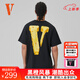 VLONE FRIENDS芝士大LOGO印花短袖T恤男女同款黑黃半袖 VLTE25005黑黃 L