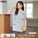 MsShe【原創(chuàng)印花刺繡雙色短袖T恤】大碼女裝2025夏裝胖mm顯瘦上衣 A款-淺灰色現(xiàn)貨 XL