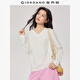 佐丹奴T恤女基礎(chǔ)款舒適內(nèi)搭打底衫純棉純色V領(lǐng)長袖t恤女13322759
