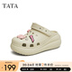 他她（TATA）洞洞鞋女防滑厚底2025夏季新款外穿包頭拖鞋涼鞋DWGN1BH4 杏色（7cm跟高） 37-38