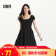 森馬（Semir）連衣裙女收腰蝴蝶結(jié)少女感2025夏俏皮木耳邊方領(lǐng)短裙109325114007