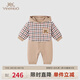 英氏（YEEHOO）【商場同款】超萌嬰兒服秋款男寶寶外出夾棉連帽哈衣