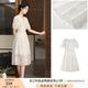香影白色天絲連衣裙女2025夏季新款圓領(lǐng)燈籠袖抽繩國風(fēng)收腰仙女裙 米白 L 165/88A/110-125斤