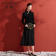 三彩大碼女裝2025冬季新款國風(fēng)旗袍連衣裙針梭拼接長(cháng)裙立領(lǐng)設計胖MM
