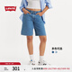 Levi's【商場(chǎng)同款】李維斯女士BAGGY寬松直筒牛仔短褲 深藍(lán)洗水 27