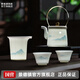 景德鎮(zhèn)茶具陶瓷描金整套家用送禮茶壺套組中式玲瓏茶壺8頭茶杯高檔禮盒 千里江山-日玲瓏提梁壺套裝
