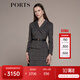 PORTS寶姿秋冬新品女裝縫制針織長袖中長連衣裙LM9N012NFE010 黑色格子 XS (2)